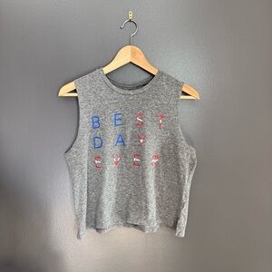 GoodhYOUman Best Day Ever Red White Blue Crop Muscle Tank Top Size Medium